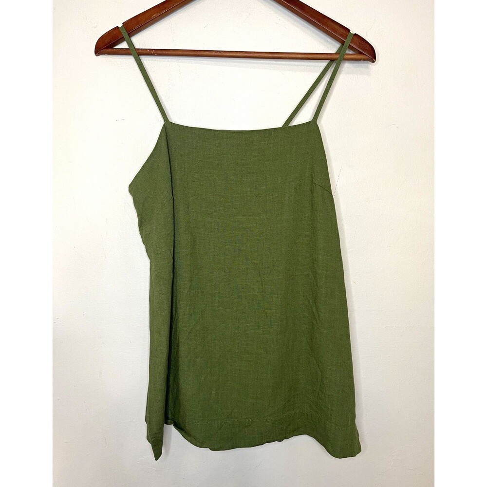 House of Harlow 1960 Women's M Green Linen Blend Square Neck tank top